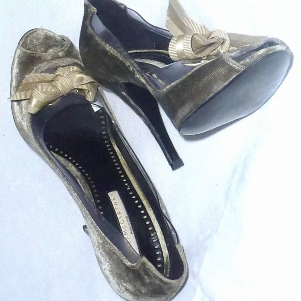 Stella McCartney Gray Pumps Peep Toe Italy 6.5 B